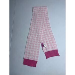 Toby & Me Girls Pink White Boho Scarf 5” X 40” Heart Pattern 2-4 years